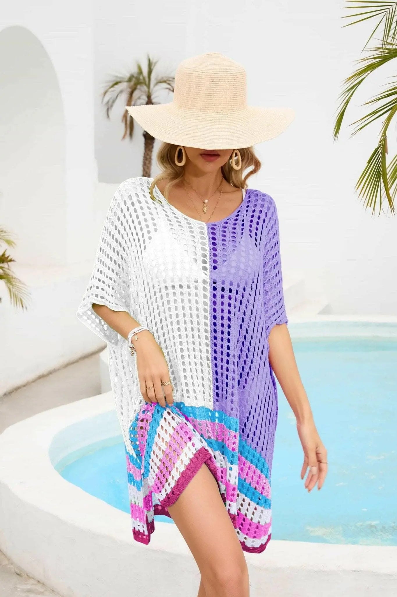 Chic openwork scoop neck cover-up - Love Salve